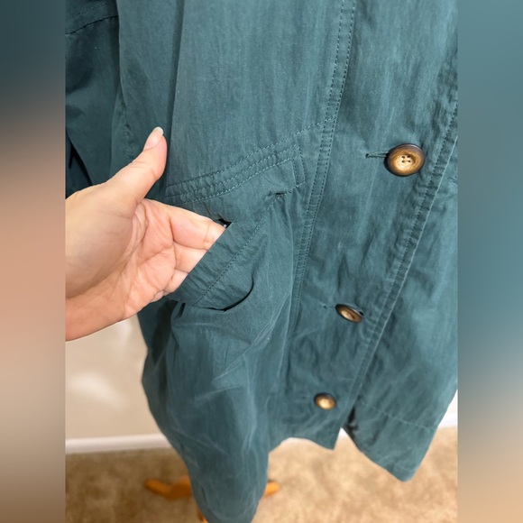 LL Bean Hooded Parka Rain Jacket Waterproof Green Lined Womens Vintage Size L - Picture 9 of 17